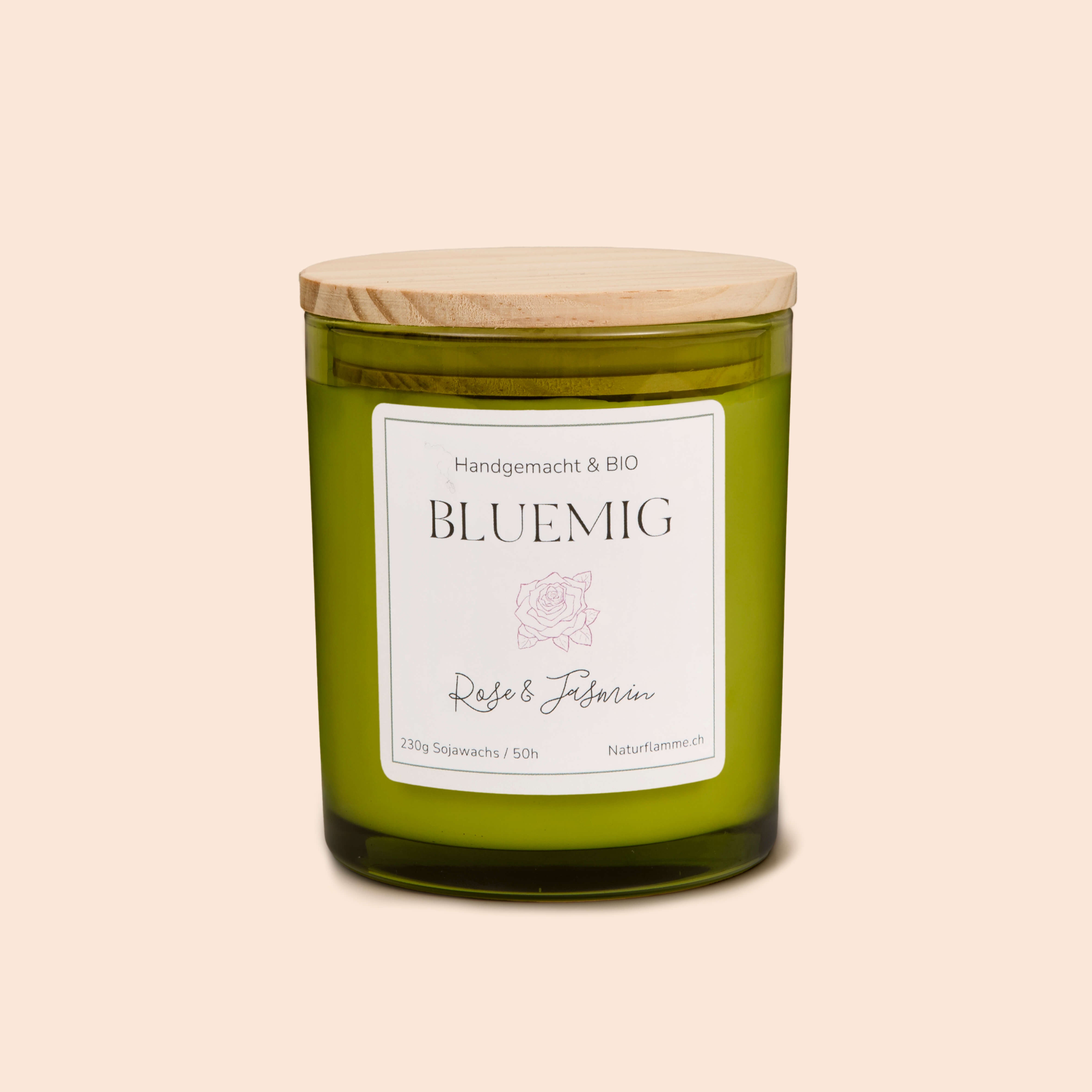 Blumenkerze «Bluemig» Rose & Jasmin Bio