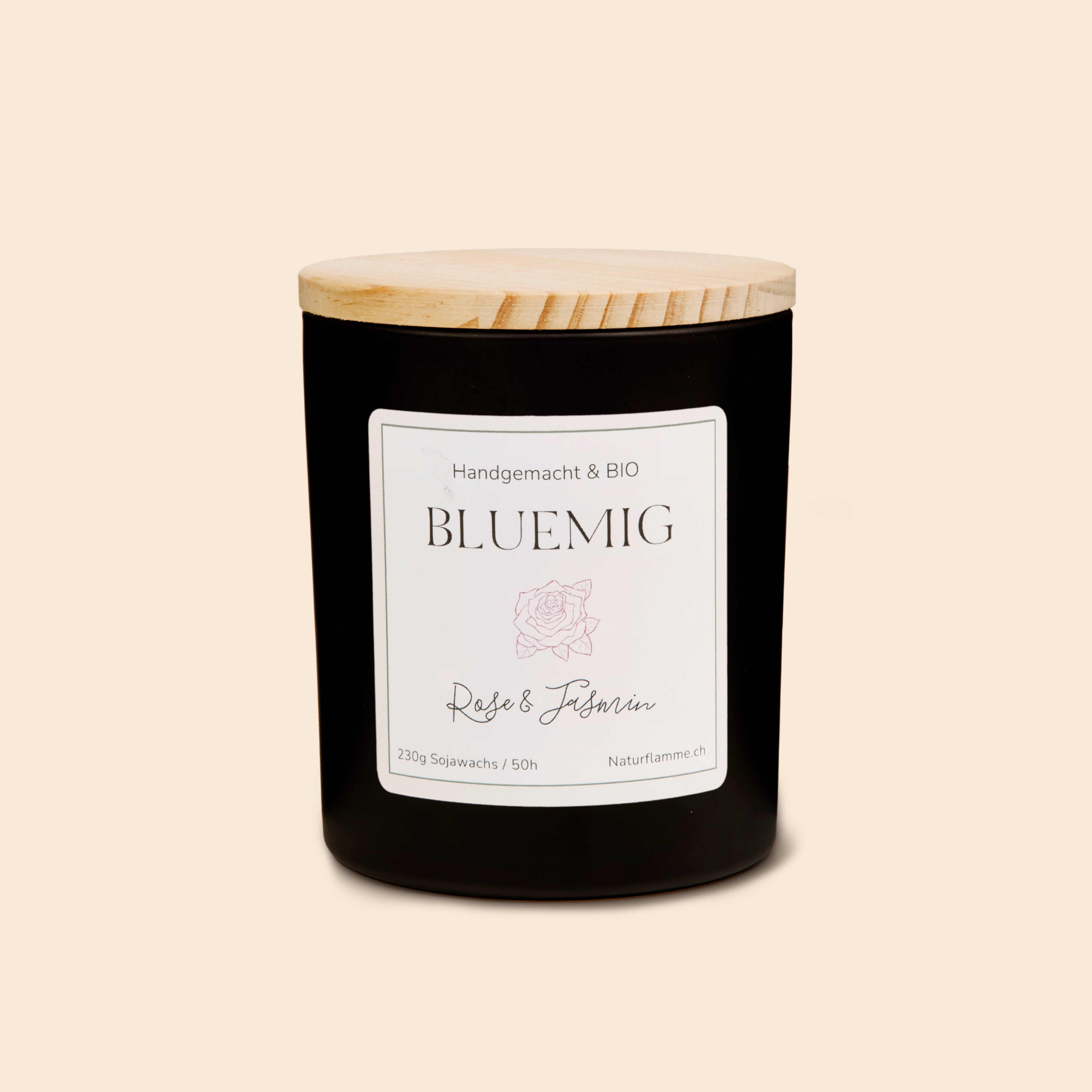 Blumenkerze «Bluemig» Rose & Jasmin Bio
