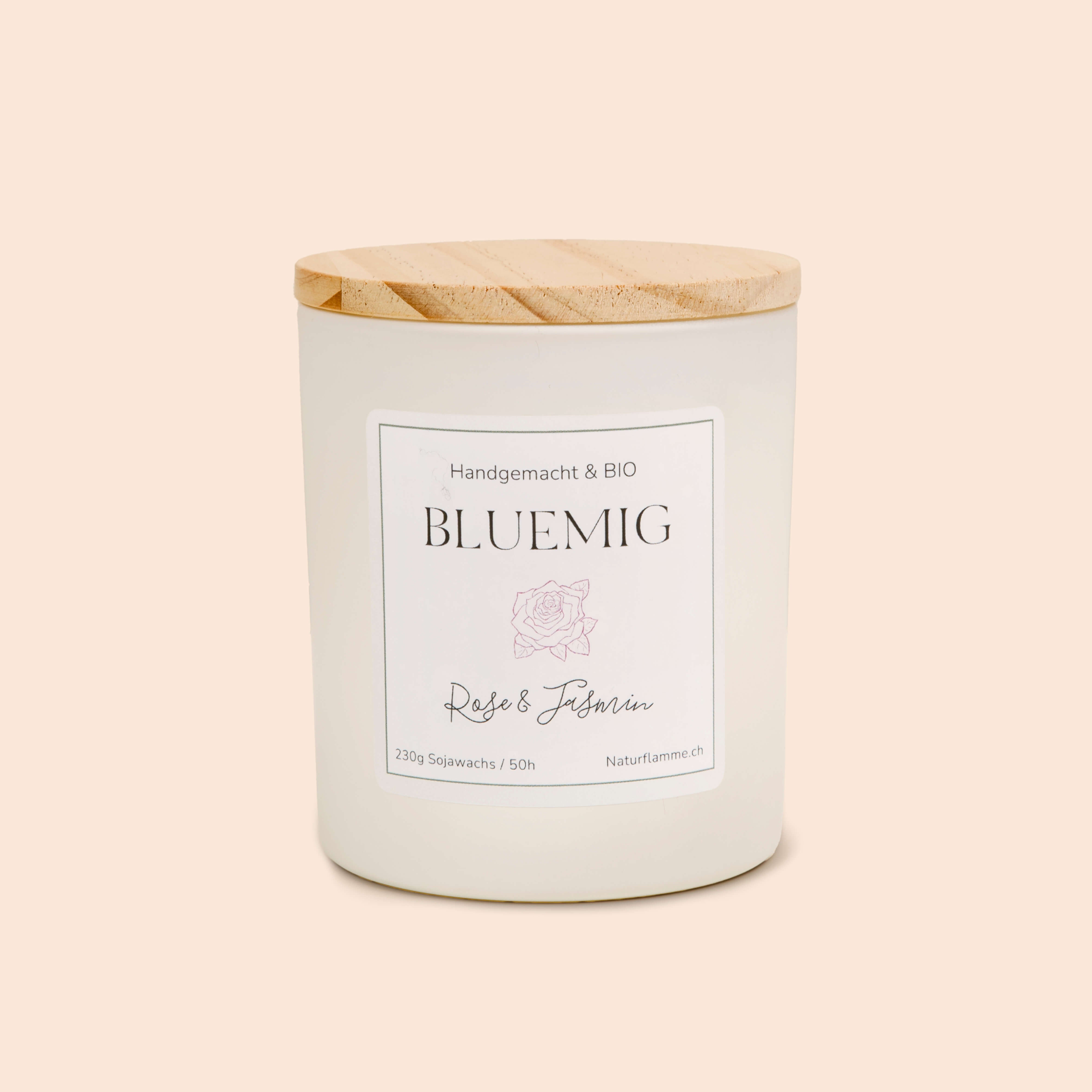 Blumenkerze «Bluemig» Rose & Jasmin Bio