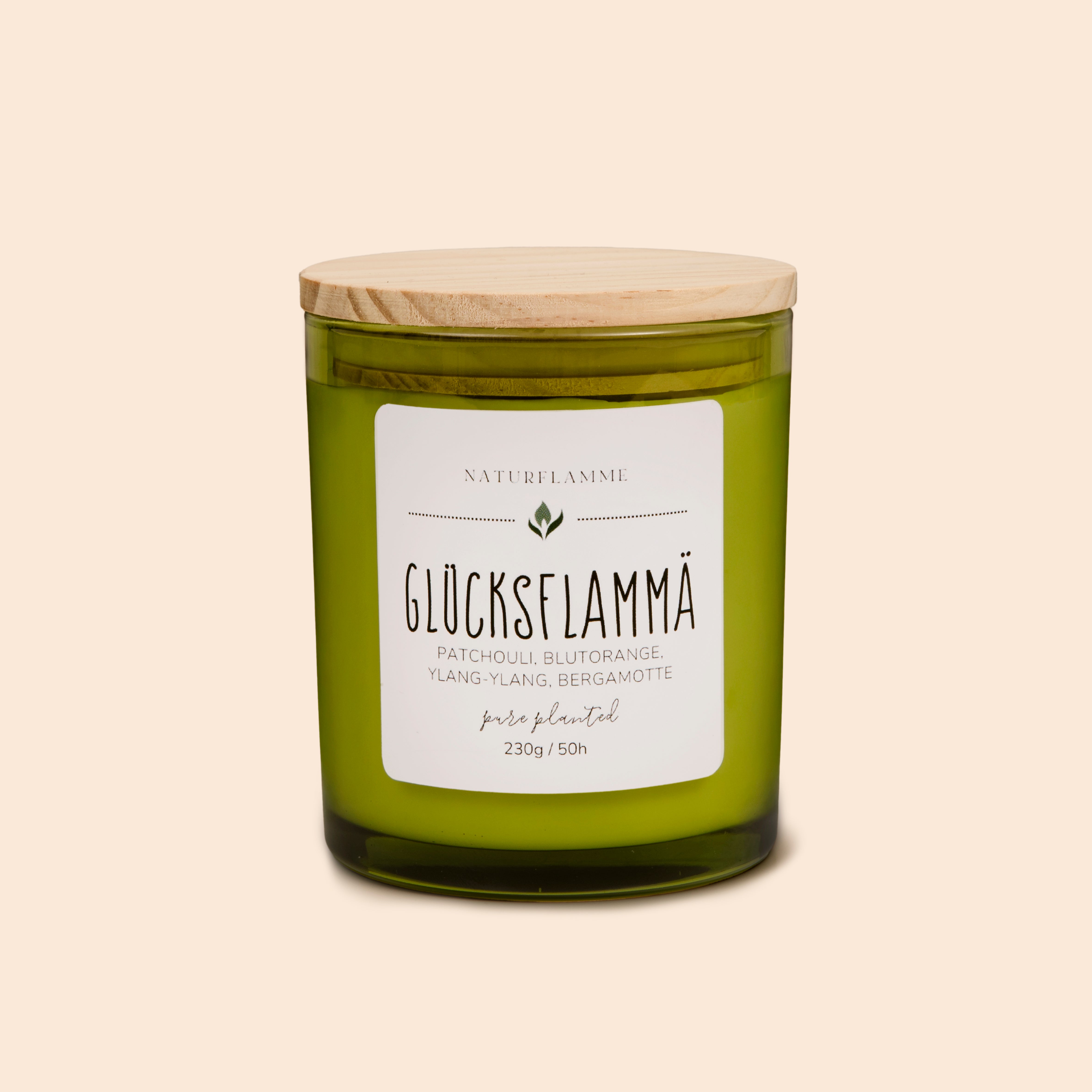 Glückskerze «Glücksflammä» Patchouli, Ylang-Ylang, Blutorange & Bergamotte Bio