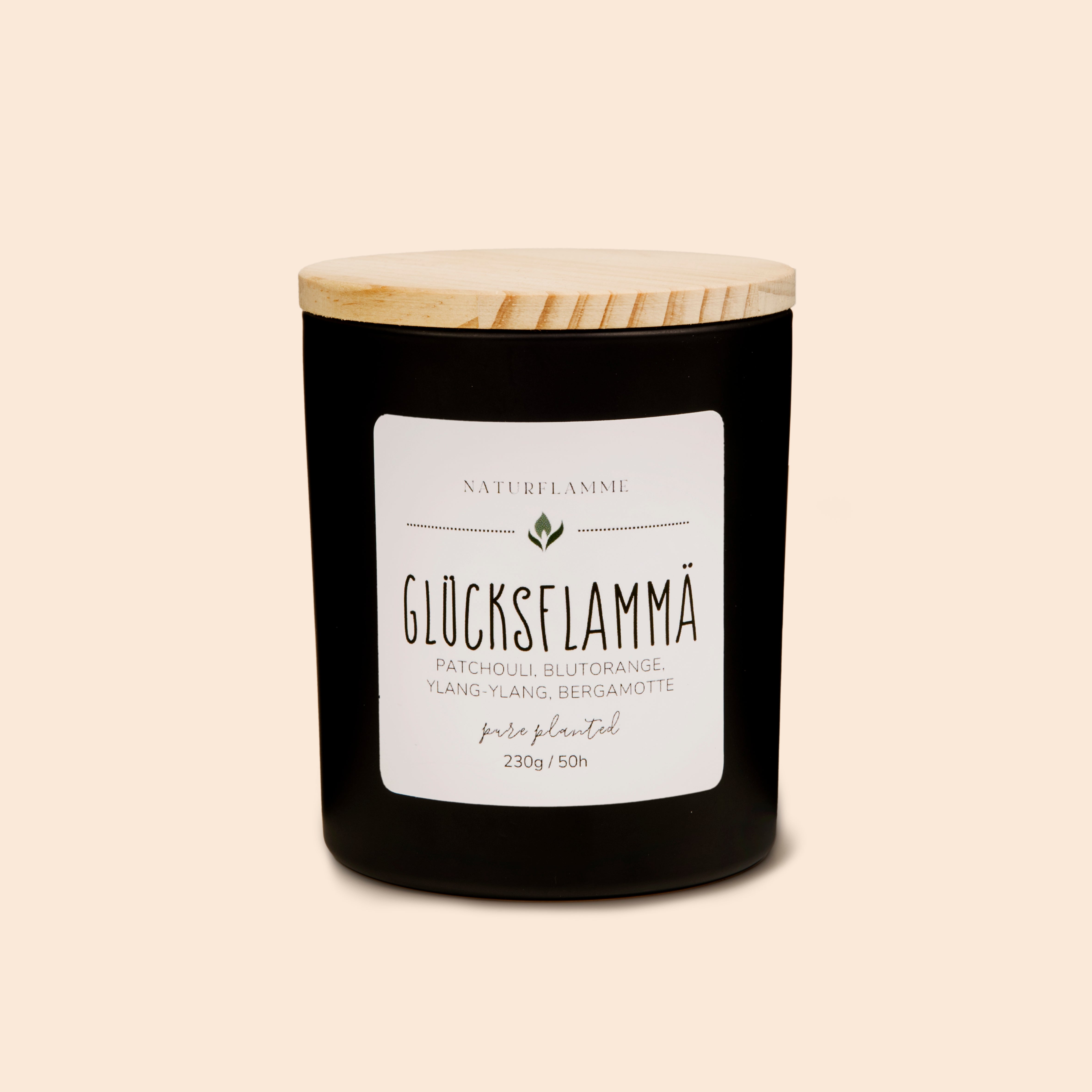 Glückskerze «Glücksflammä» Patchouli, Ylang-Ylang, Blutorange & Bergamotte Bio