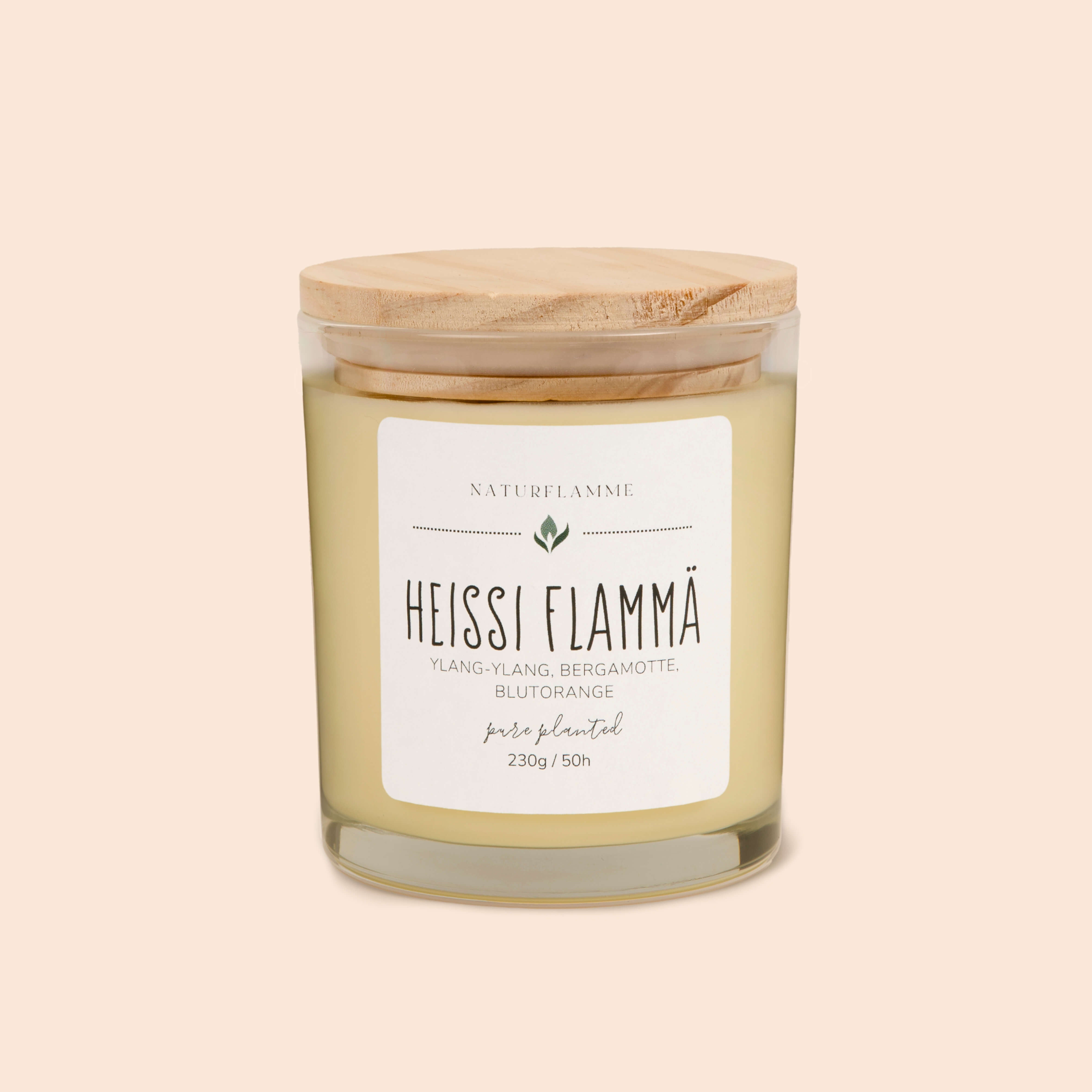 Aphrodisierende Duftkerze «Heissi Flammä» Ylang-Ylang, Bergamotte & Blutorange Bio