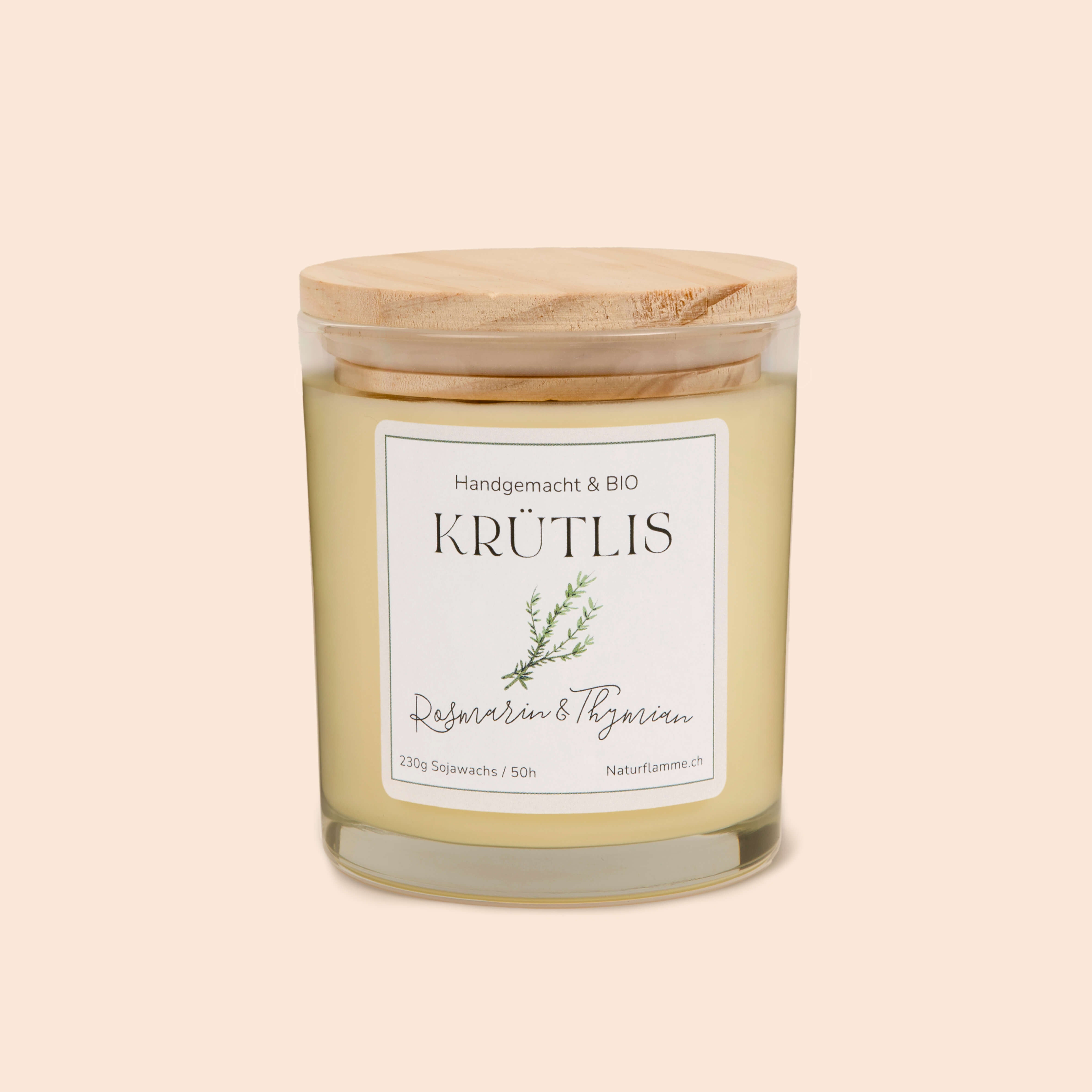Mediterrane Kräuterkerze «Krütlis» Rosmarin & Thymian Bio