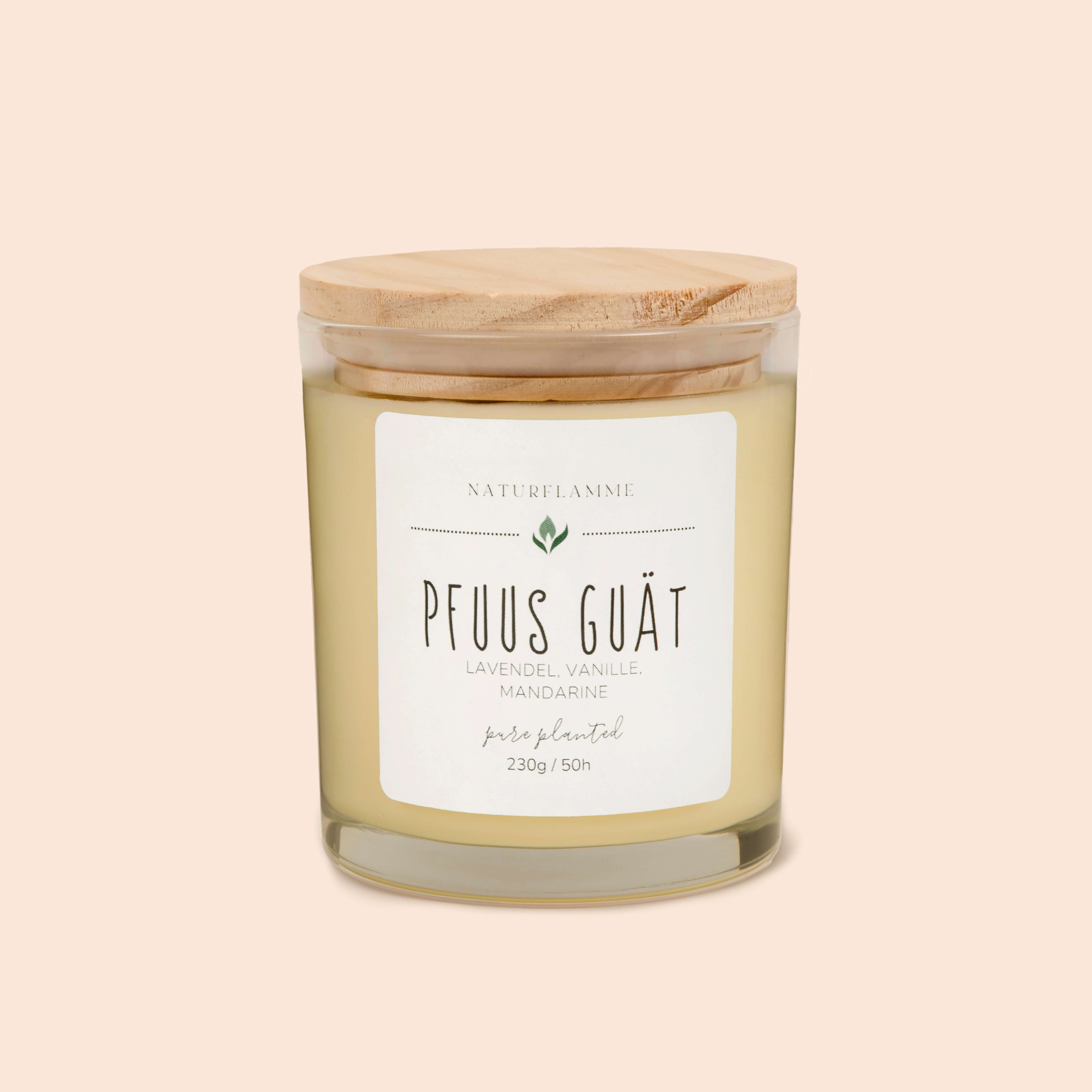 Gute-Nacht-Duftkerze «Pfuus Guät» Lavendel, Vanille & Mandarine Bio