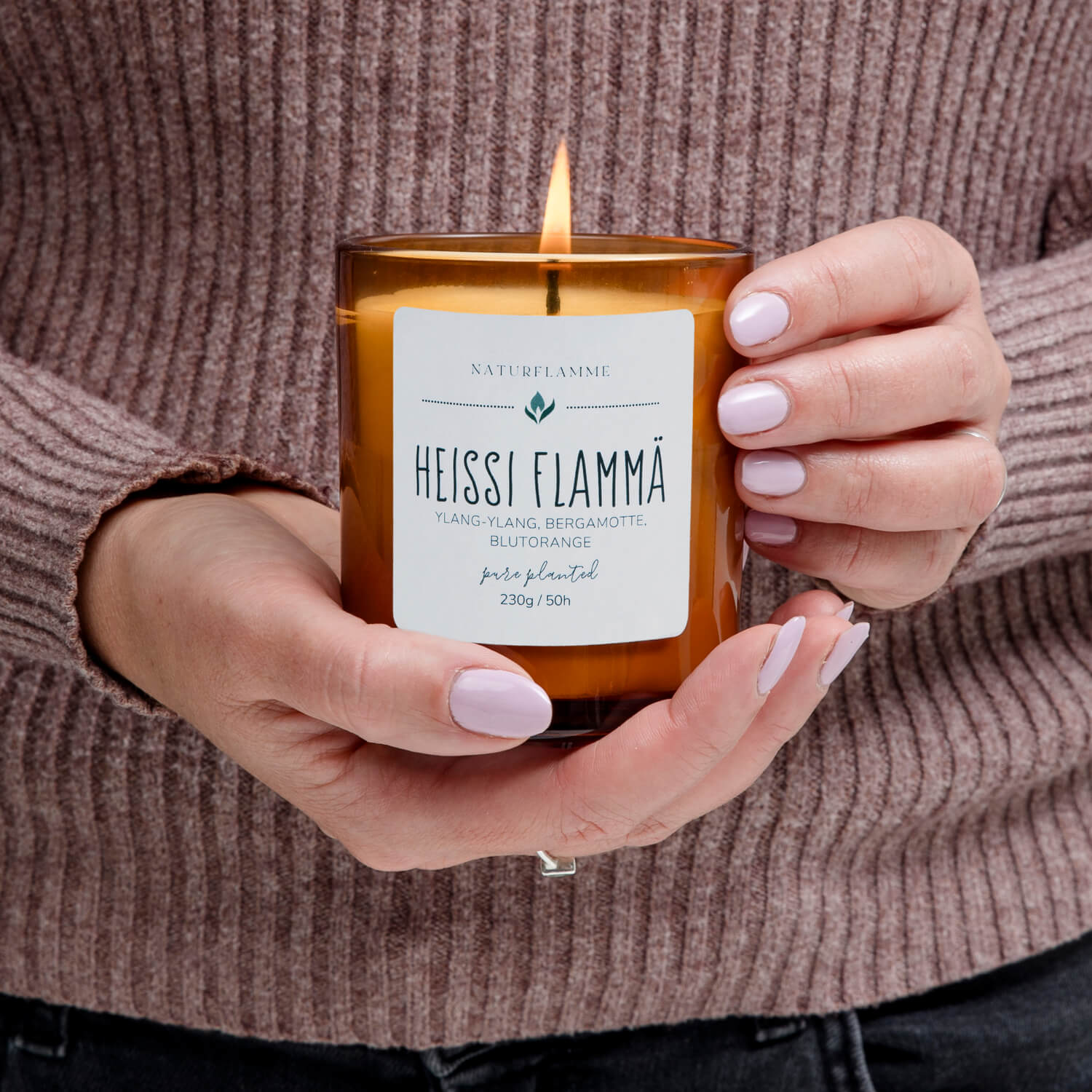 Aphrodisierende Duftkerze "Heissi Flammä" Ylang-Ylang, Bergamotte & Blutorange Bio